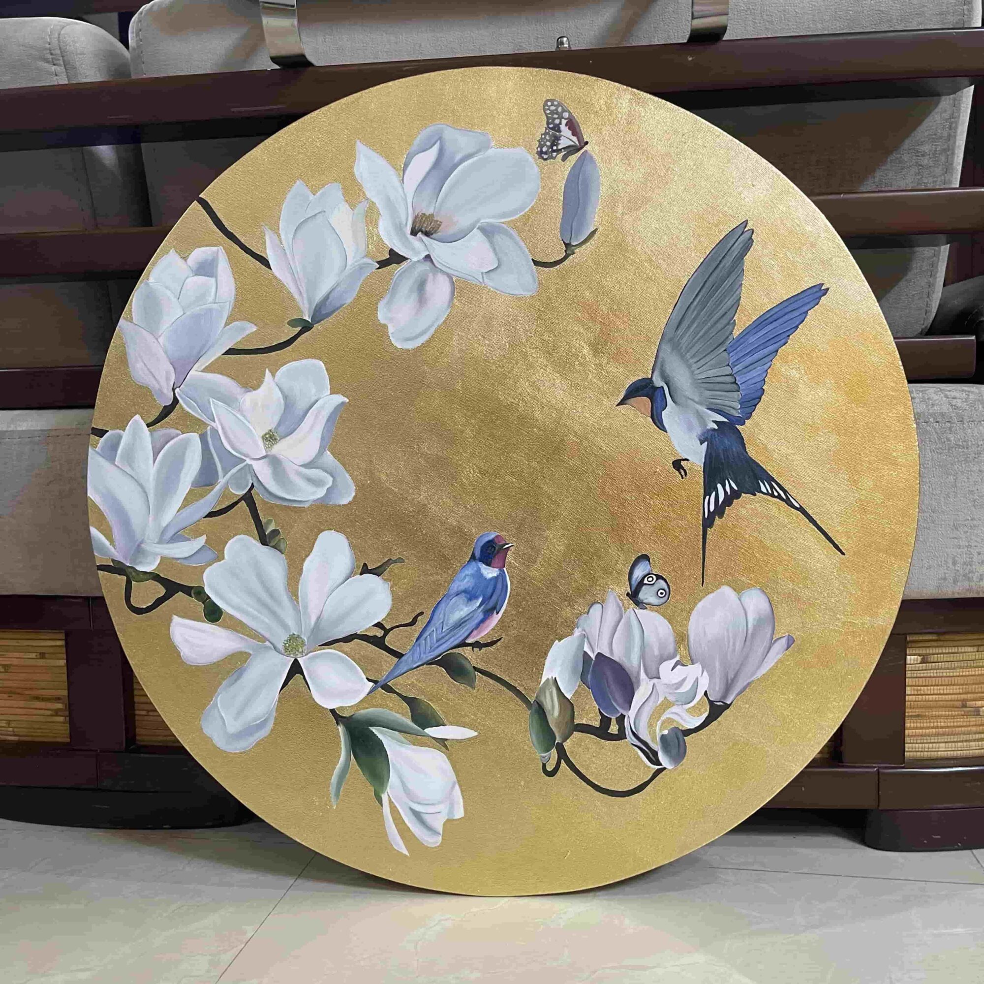 تابلو نقاشی دایره ای طلایی کد 712