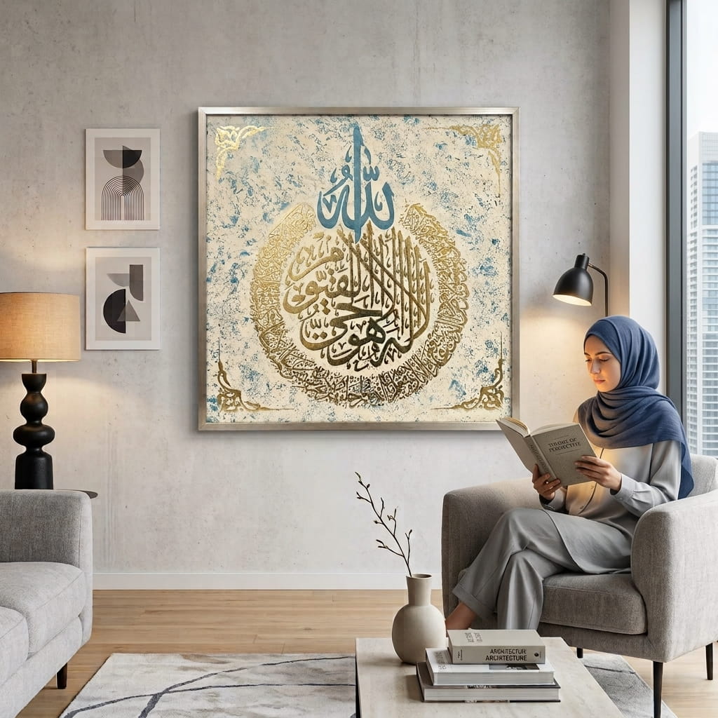 تابلو آیت الکرسی تک مدرن طلایی